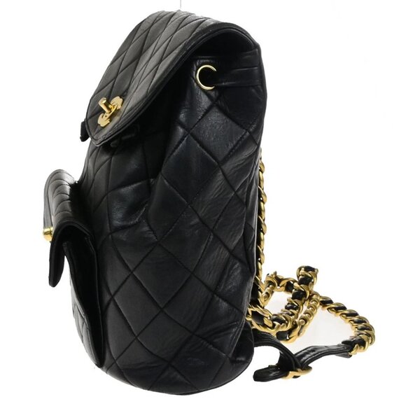CHANEL CC Logo Matelasse Chain Backpack Bag Leather Black GHW France 317RK756 main image 5